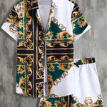 Fashion Feats Men’s Lapel 3D Printed Short Sleeve Shirt