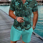 Fashion Feats Men’s Lapel 3D Printed Short Sleeve Shirt